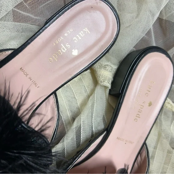 Kate Spade black sequin flat with feather details size 7.5 step un - Picture 2 of 6
